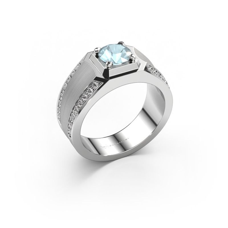 Men's ring Maarten 585 white gold aquamarine 6.5 mm