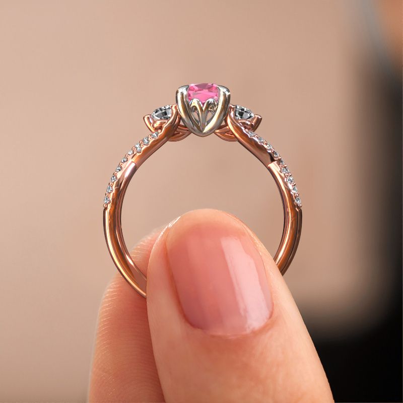 Image of Engagement Ring Marilou Cus<br/>585 rose gold<br/>Pink sapphire 5 mm