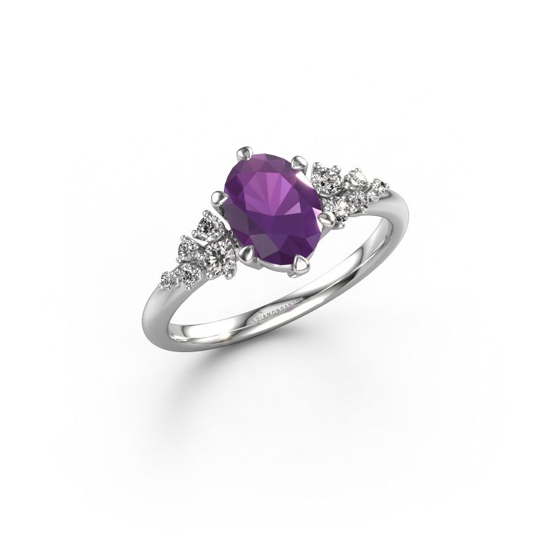 Engagement ring Royce OVL 950 platinum amethyst 8x6 mm