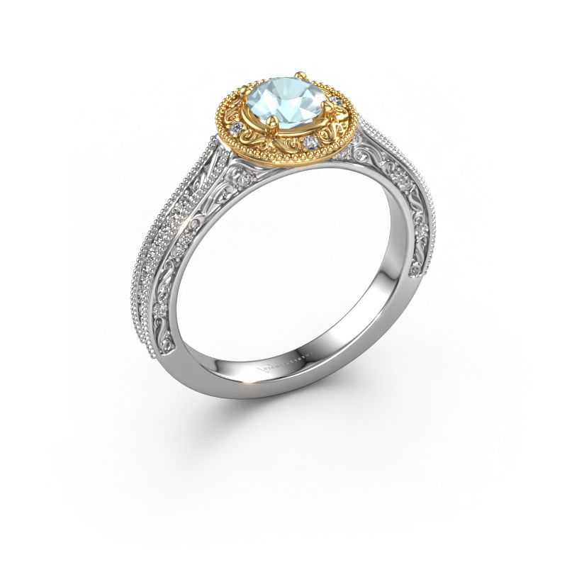 Verlobungsring Alice RND 585 Weißgold Aquamarin 5 mm
