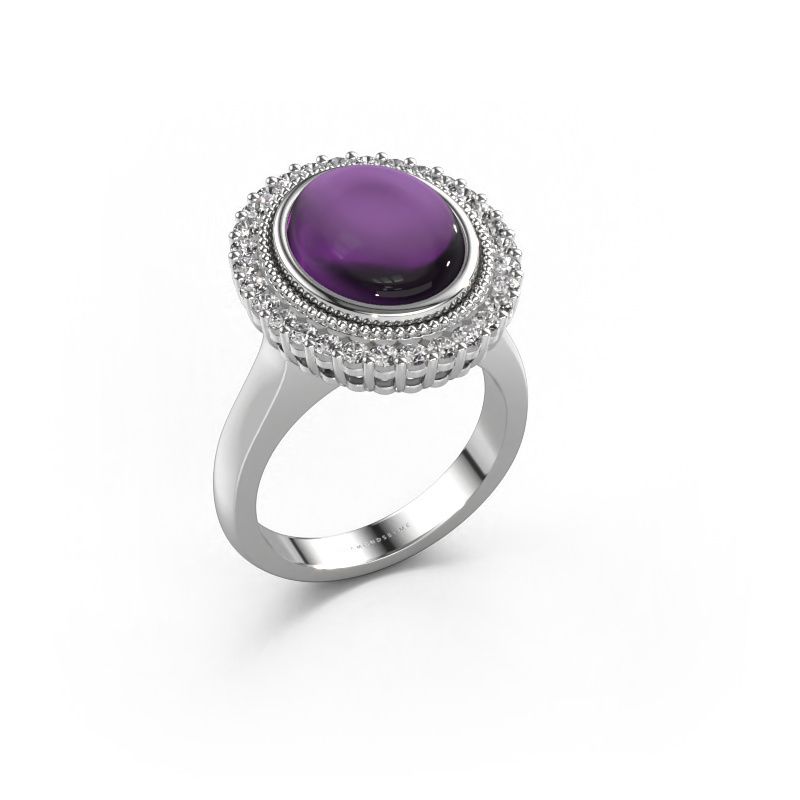 Ring Mila 585 white gold amethyst 12x10 mm