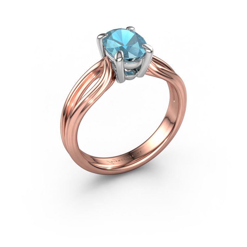 Engagement ring Antonia ovl 1 585 rose gold blue topaz 8x6 mm