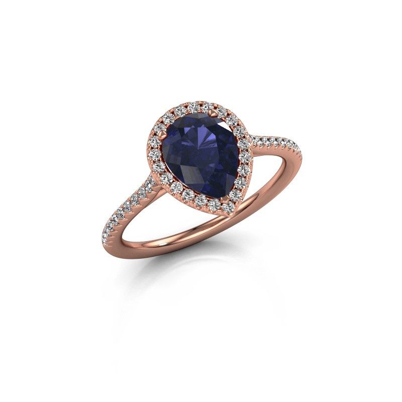 Image of Engagement ring seline per 2<br/>585 rose gold<br/>Sapphire 8x6 mm