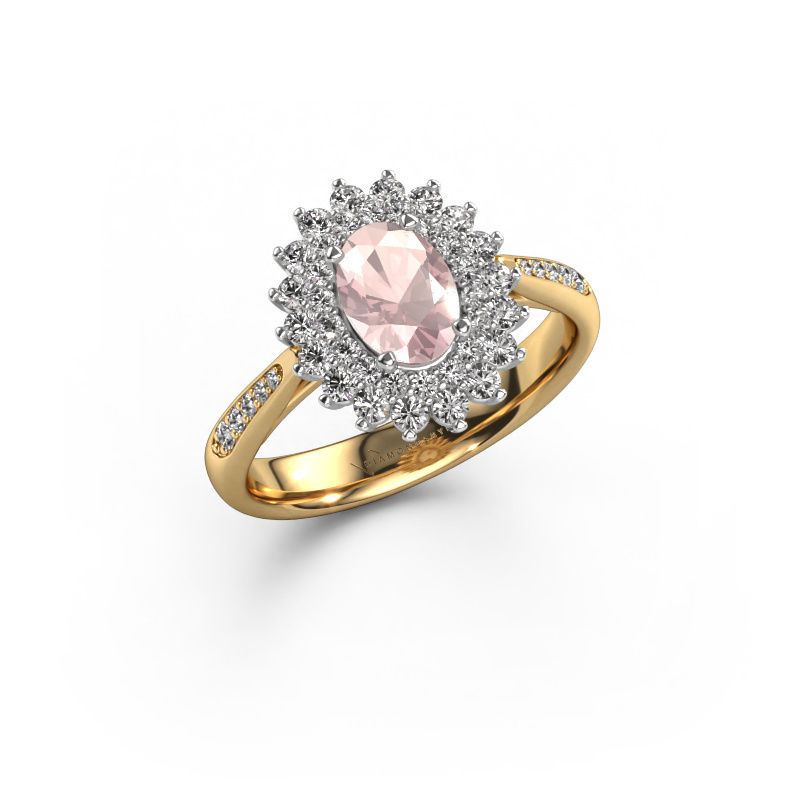 Anello di fidanzamento Alina 2 585 oro morganite champagne 7x5 mm