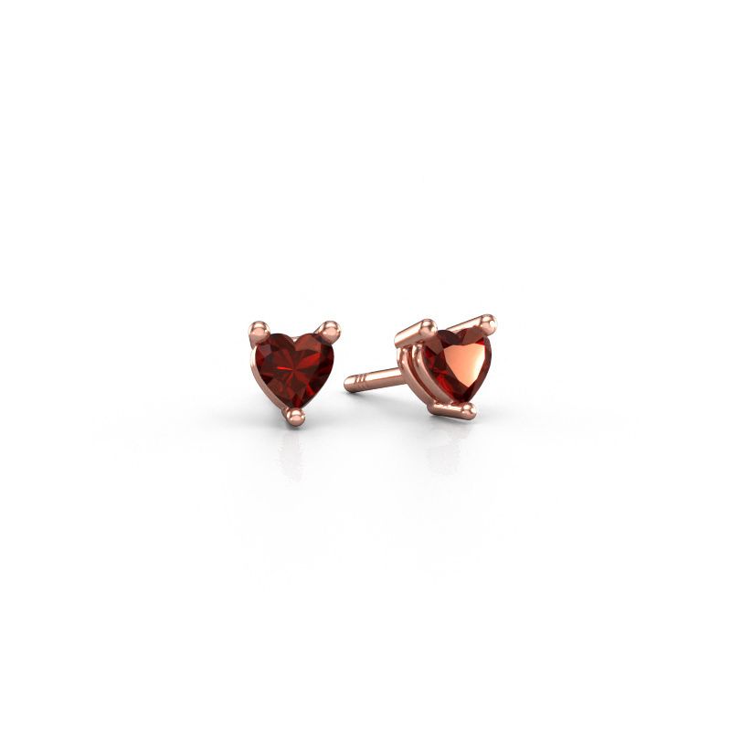 Oorstekers Garnet 585 rosé goud granaat 4 mm