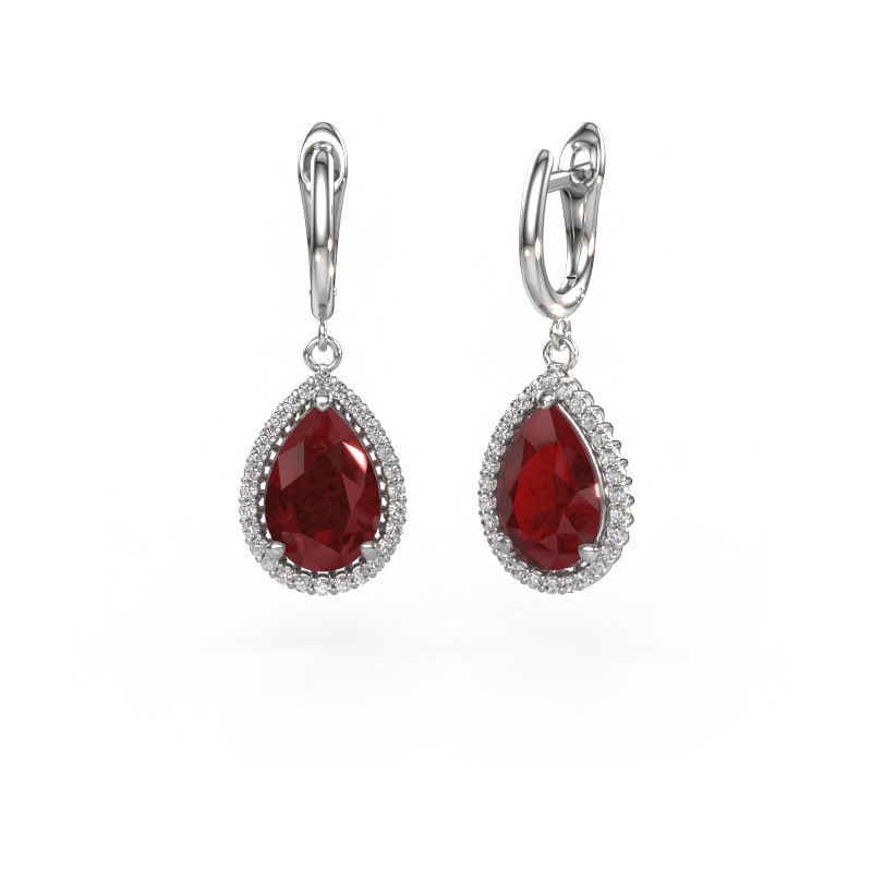 Pendants d'oreilles Tilly per 3 950 platine rubis 12x8 mm
