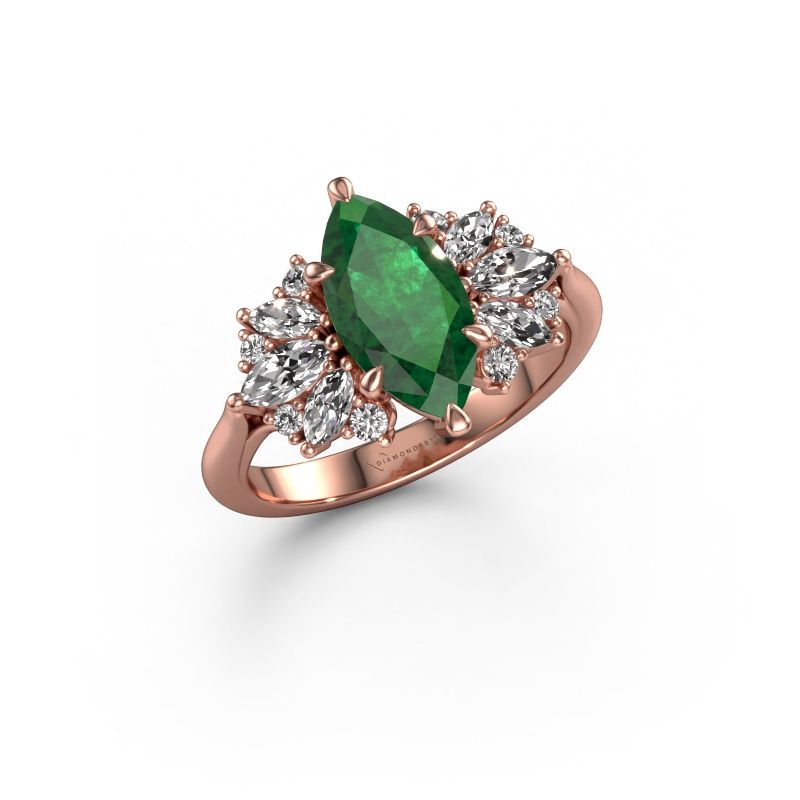 Verlobungsring Jaimie 585 Roségold Smaragd 12x6 mm