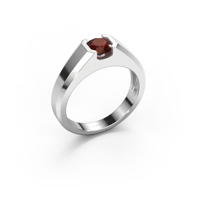 Men's ring Indigo 585 white gold garnet 6 mm