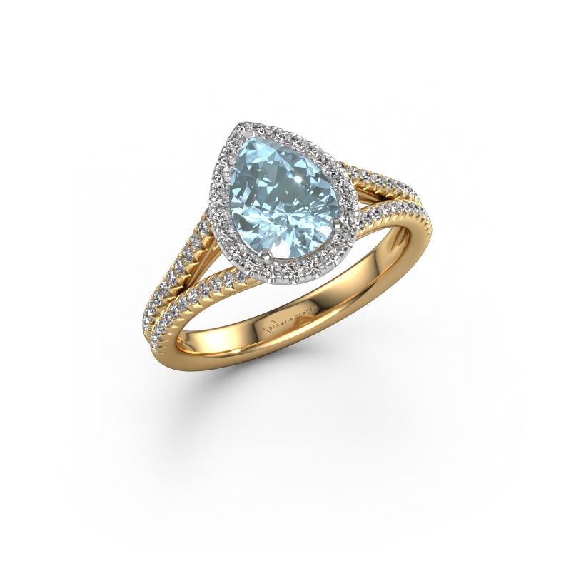 Engagement ring Verla pear 2 585 gold blue lab grown diamond 8x6 mm