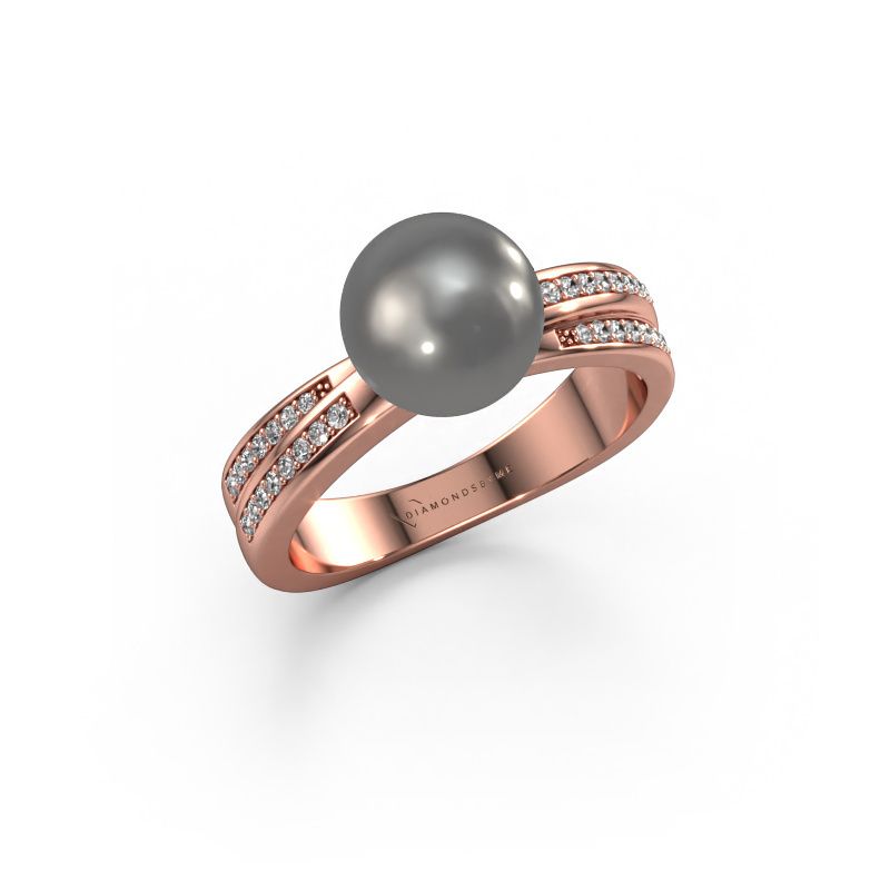 Ring Jolies 585 rosé goud grijze parel 8 mm