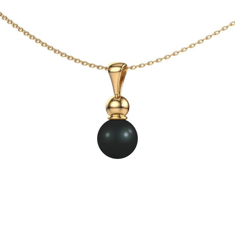 Pendentif Signe 585 or jaune perle noire 6 mm