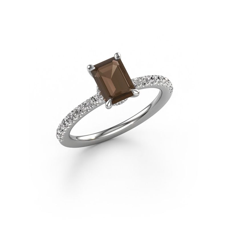 Bague de fiançailles Crystal EME 4 950 platine quartz fumé 7x5 mm