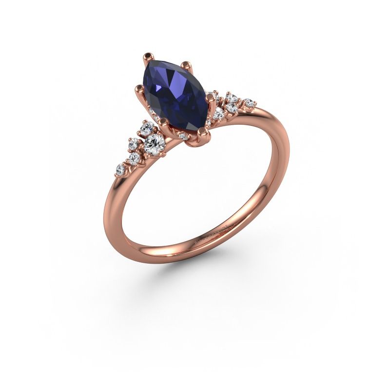 Verlovingsring Emma MRQ 585 rosé goud saffier 10x5 mm