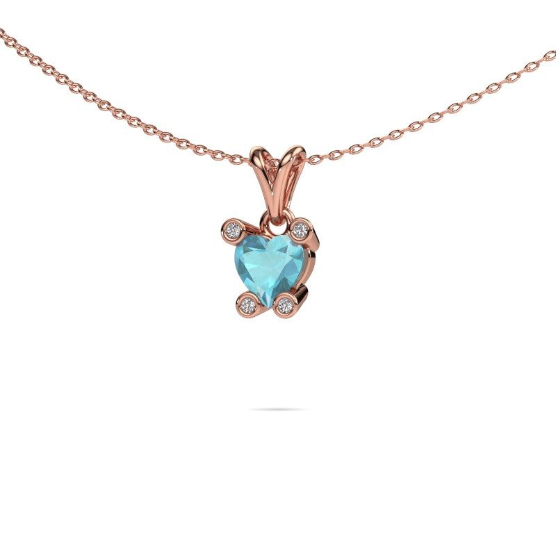 Image of Necklace Cornelia Heart 585 rose gold blue topaz 6 mm