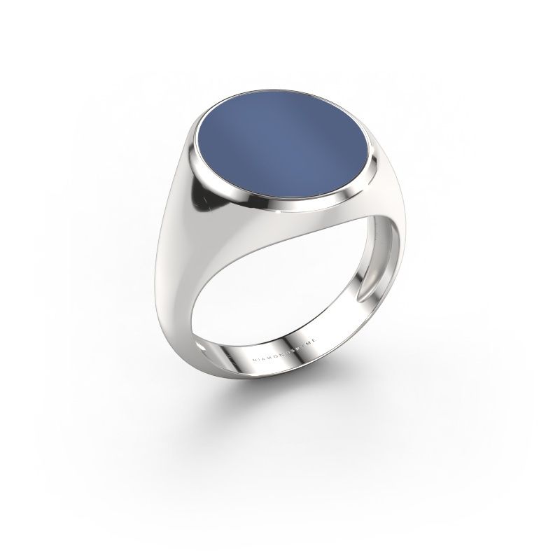Siegelring Herman 5 light 585 Weißgold Blau Lagenstein 15x13 mm