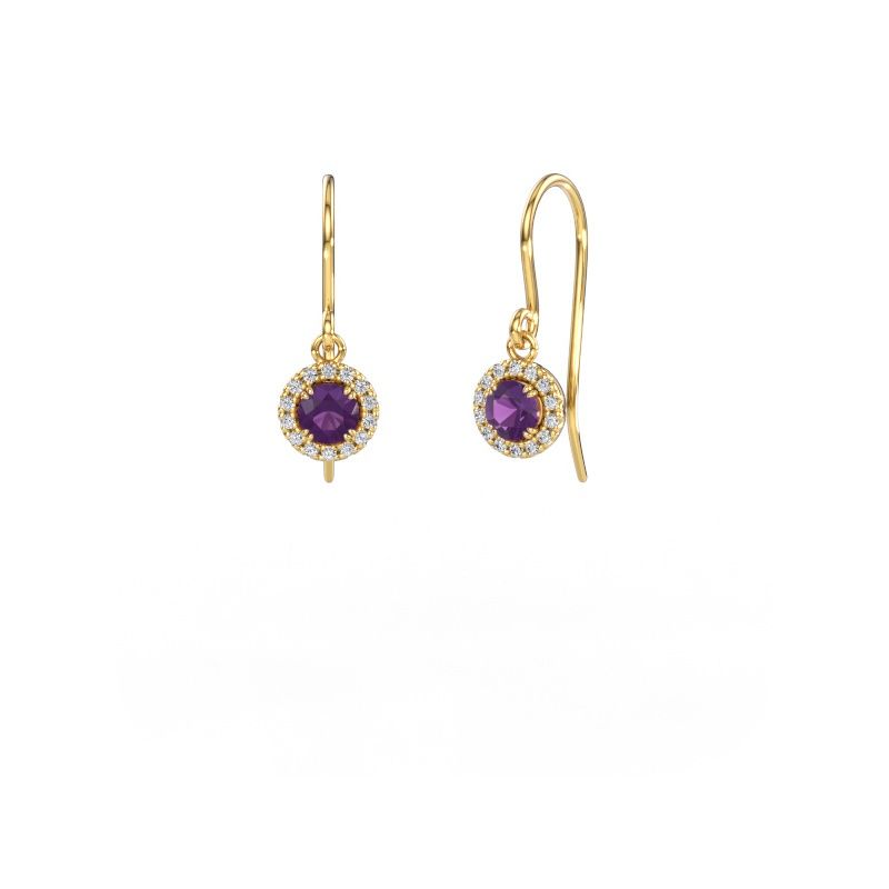 Boucles d'oreilles Seline rnd 2 585 or jaune améthyste 4 mm