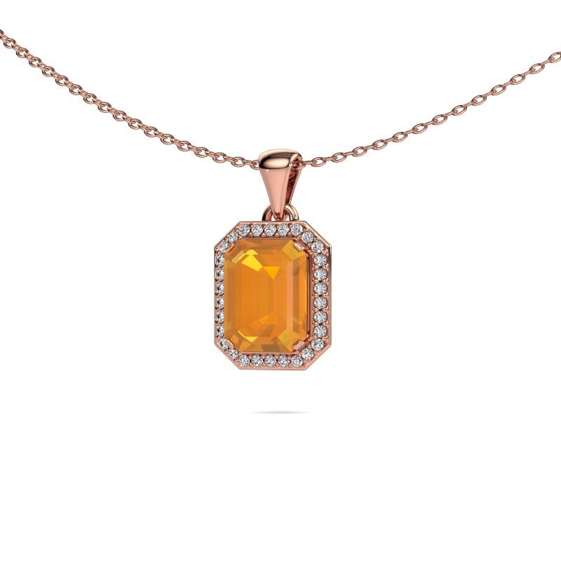 Hanger Dodie 585 rosé goud citrien 8x6 mm