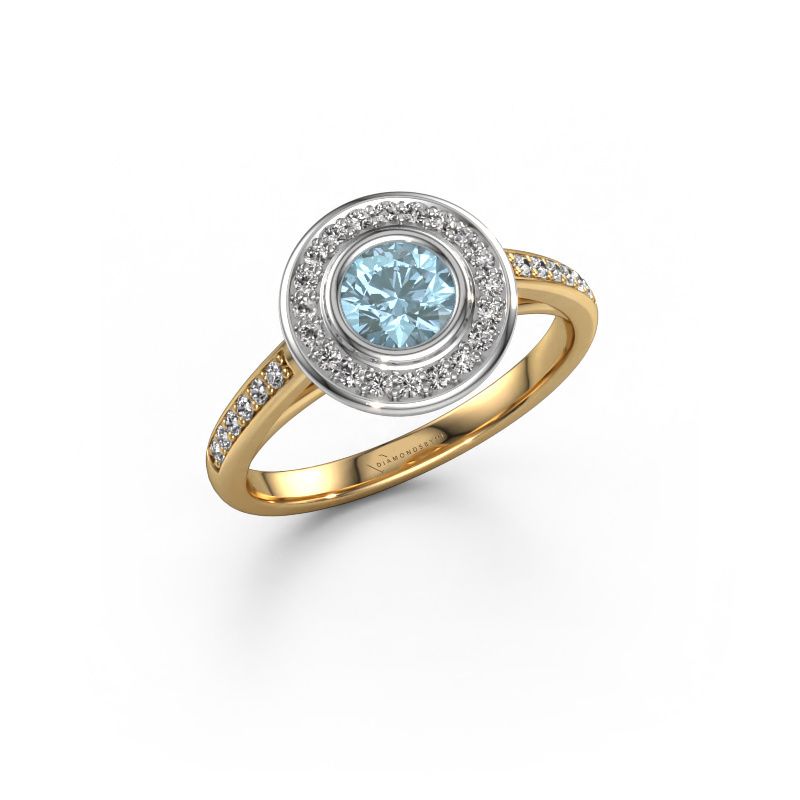 Engagement ring Noud 2 RND 585 gold blue lab grown diamond 5 mm
