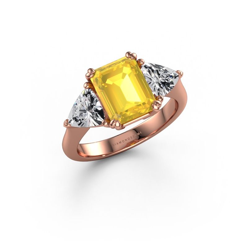 Verlobungsring Paula 585 Roségold Gelb Saphir 9x7 mm