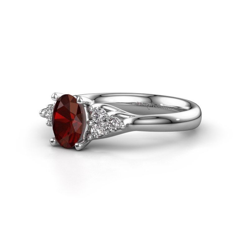 Afbeelding van Verlovingsring Monika OVL<br/>585 witgoud<br/>Granaat 7x5 mm