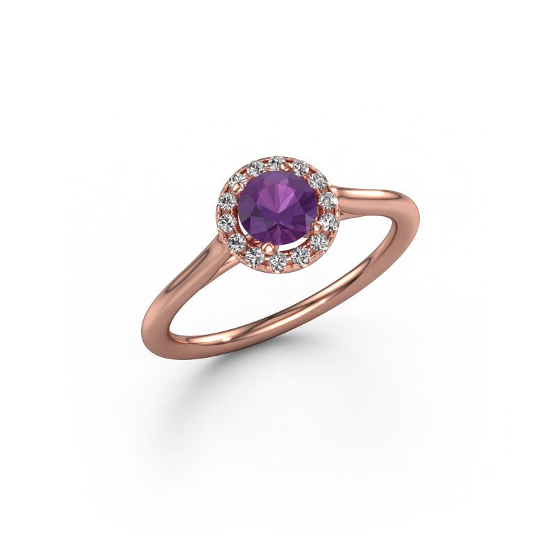Bague de fiançailles Seline rnd 1 585 or rose améthyste 5 mm