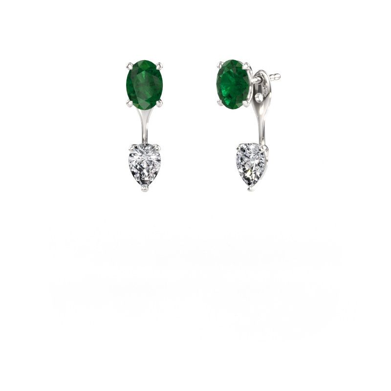 Drop earrings Kate OVL-PER 950 platinum emerald 7x5 mm