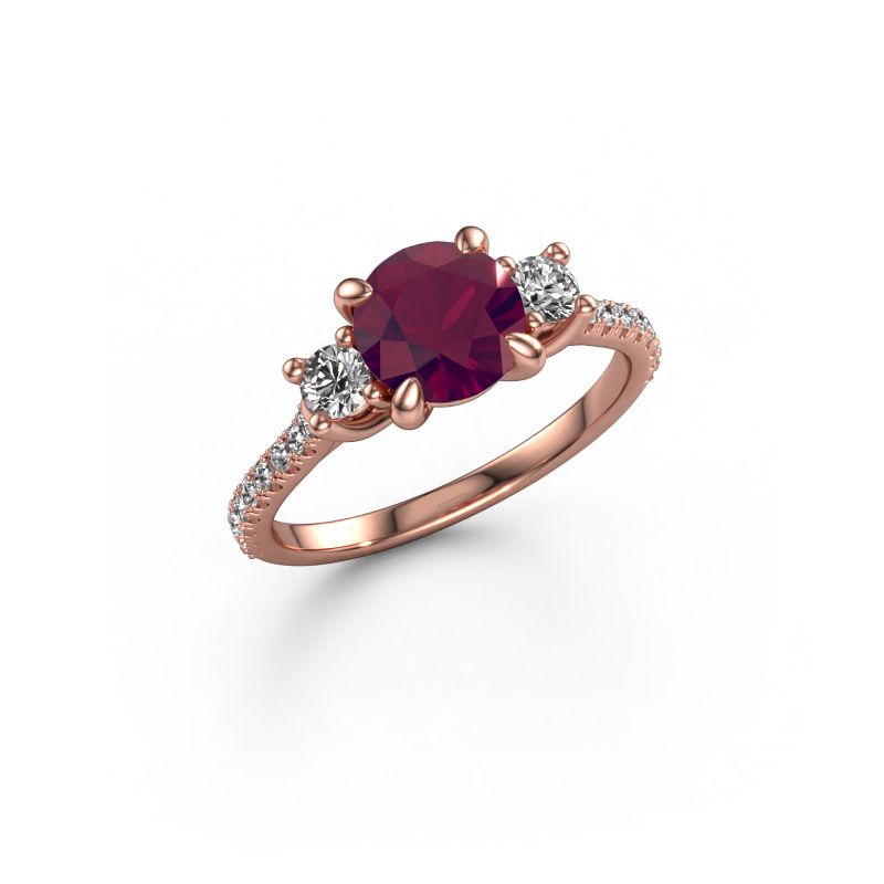 Verlovingsring Jesica 585 rosé goud rhodoliet 6.8 mm