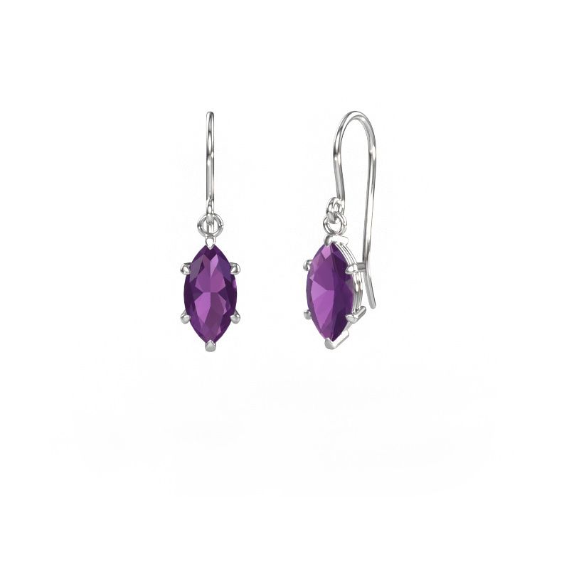 Pendants d'oreilles Laurie MRQ 1 950 platine améthyste 10x5 mm