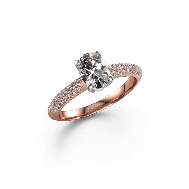 Engagement ring Morane OVL 585 rose gold lab grown diamond 1.077 crt