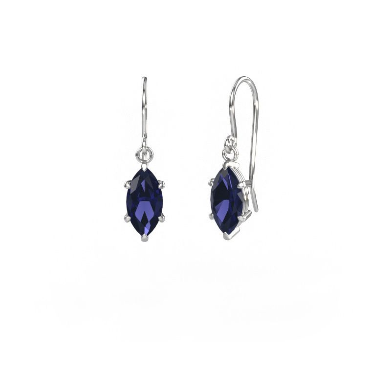 Pendants d'oreilles Laurie MRQ 1 585 or blanc saphir 10x5 mm