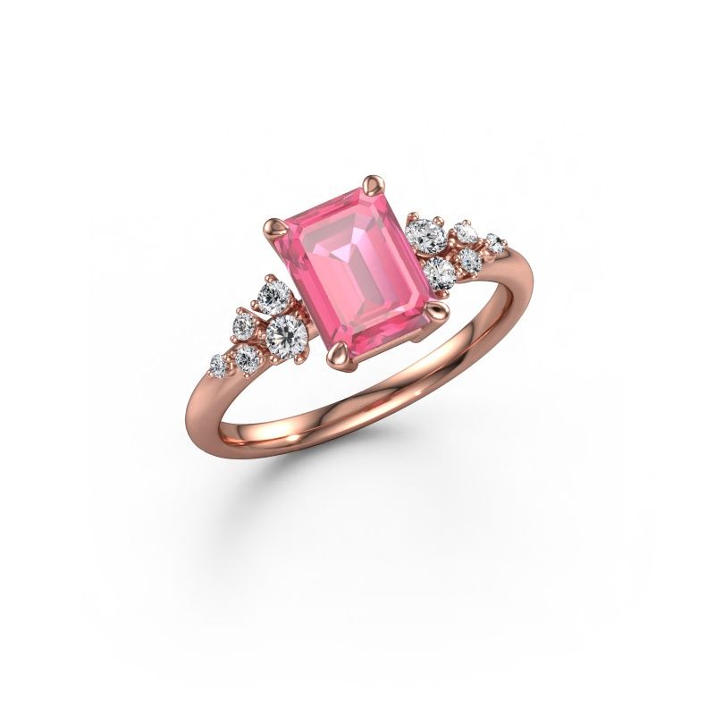 Verlobungsring Royce EME 585 Roségold Pink Saphir 8x6 mm