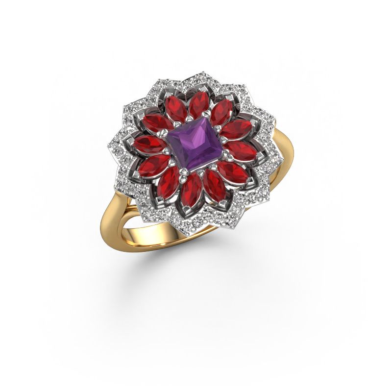 Bague de fiançailles Franka 585 or jaune améthyste 4 mm