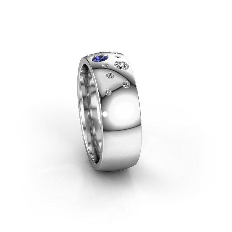 Image of Wedding ring WH0141L26BP<br/>585 white gold ±7x2 mm<br/>Sapphire