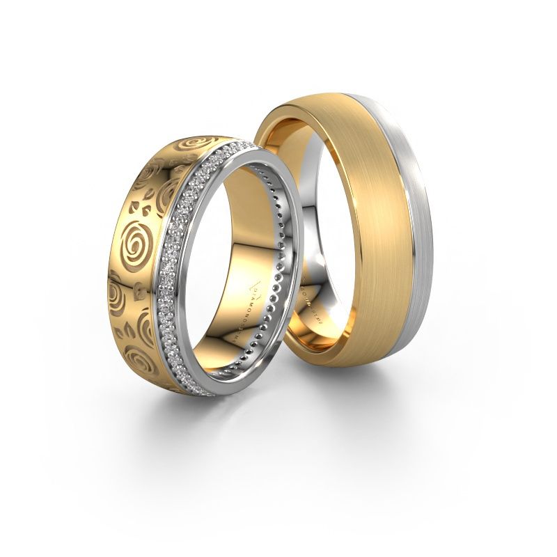 Eheringe set WH2066LM27D ±7x2.4 mm 14 Karat Gold Diamant 0.005 crt