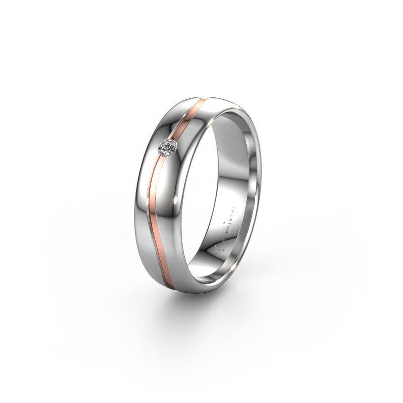 Trouwring WH0905L35X 585 witgoud diamant ±5x1.7 mm