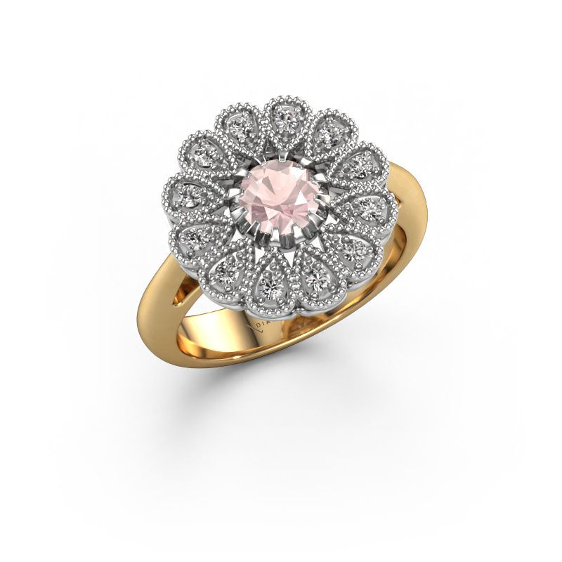 Engagement ring Kaat 585 gold morganite champagne 5 mm