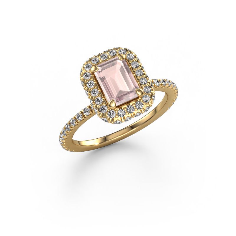 Engagement ring Talitha EME 585 gold morganite champagne 7x5 mm