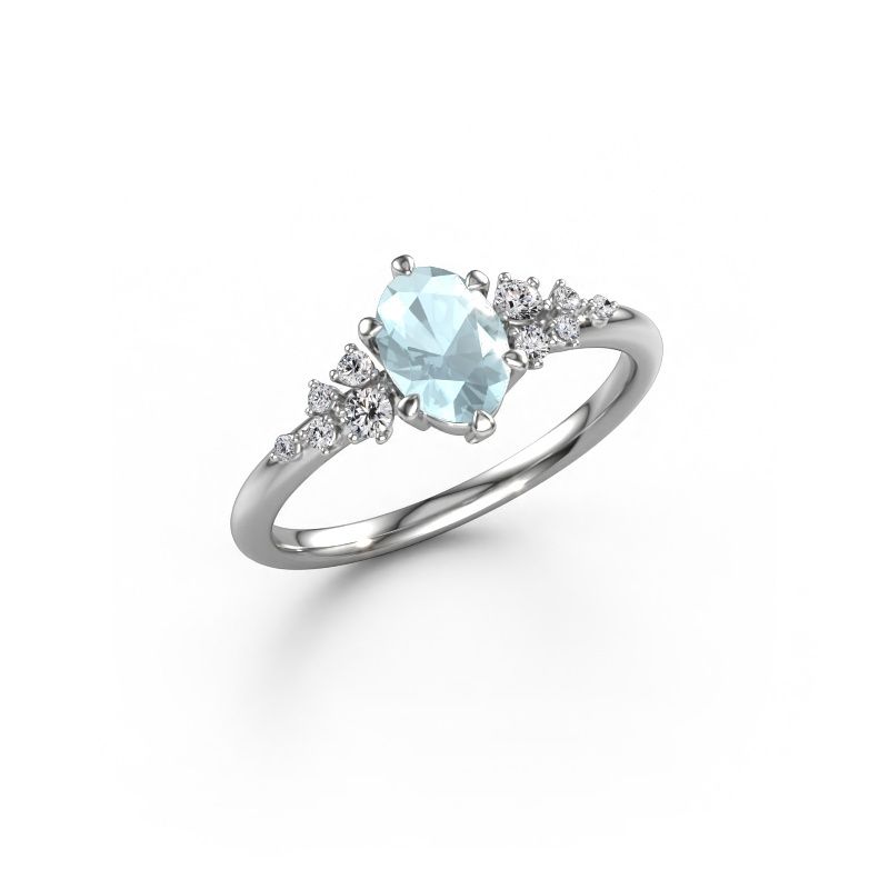 Ring Royce OVL 585 white gold aquamarine 7x5 mm