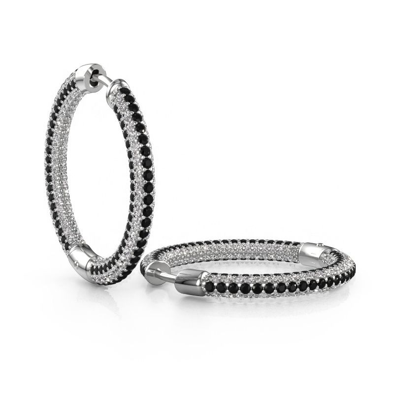Creolen Hope 20mm 585 witgoud zwarte diamant 3.775 crt