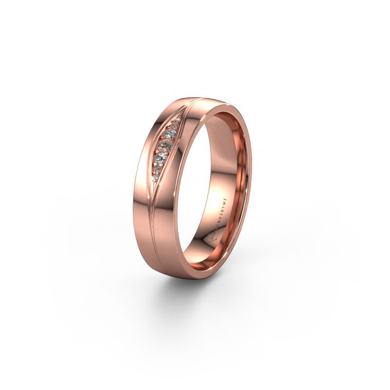 Trouwring WH0133L25AP 585 rosé goud bruine diamant ±5x1.7 mm