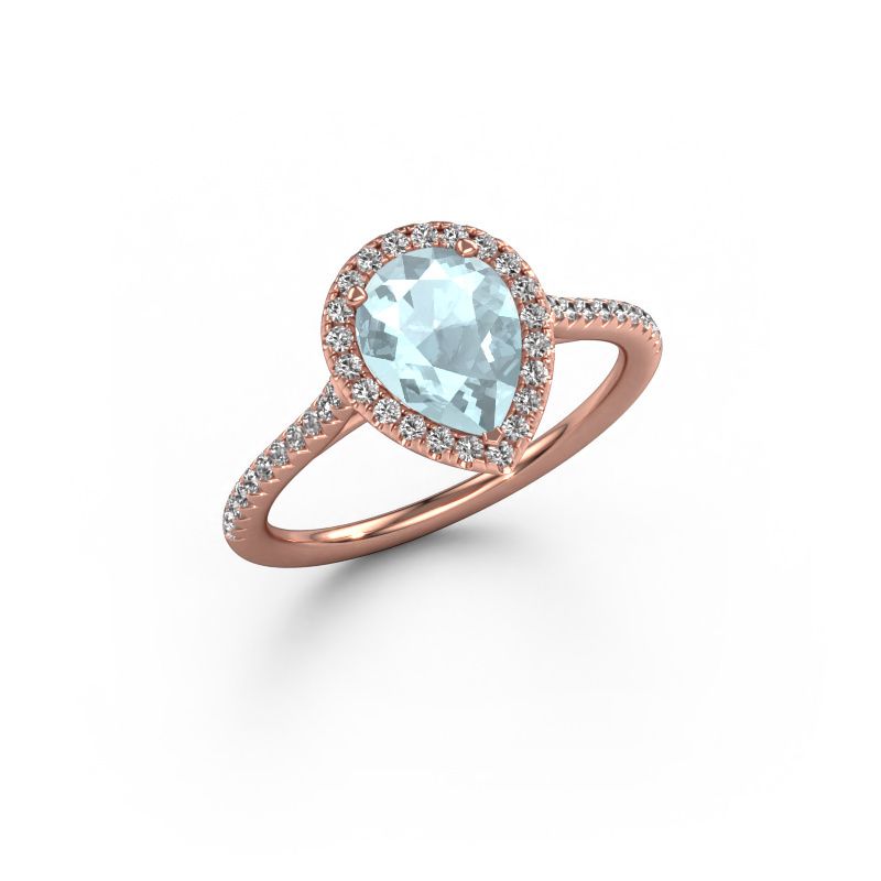 Verlobungsring Seline per 2 585 Roségold Aquamarin 8x6 mm