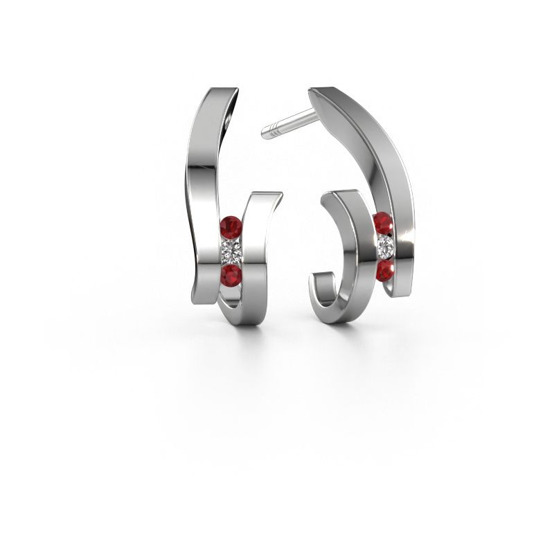 Boucles d'oreilles Juliette 585 or blanc rubis 1.5 mm