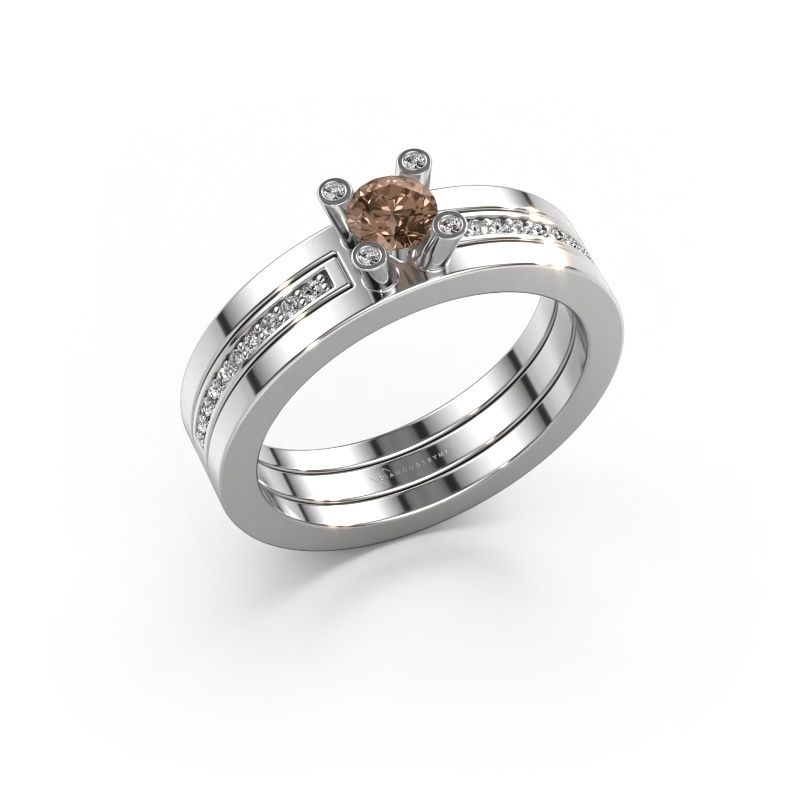 Verlovingsring Alisha 950 platina bruine diamant 0.36 crt
