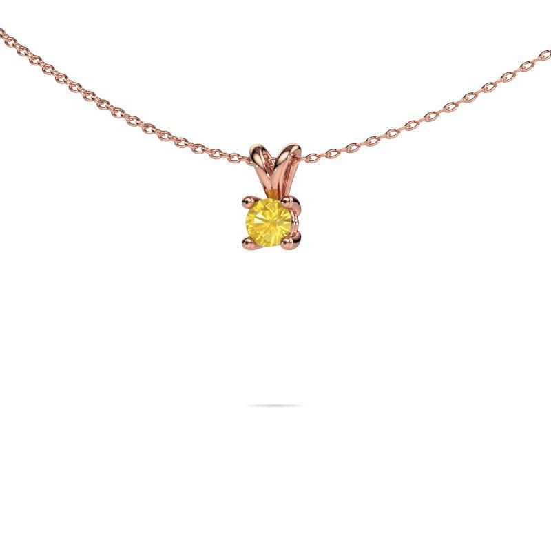 Image of Necklace Sam round 585 rose gold yellow sapphire 4.2 mm