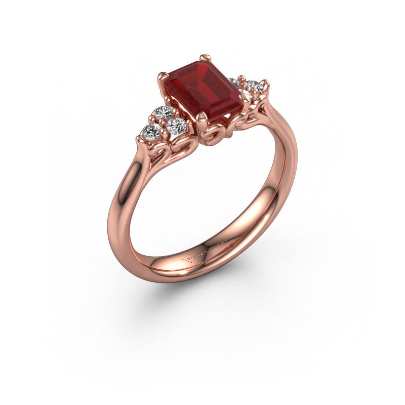Engagement ring Myrna EME 585 rose gold ruby 6x4 mm