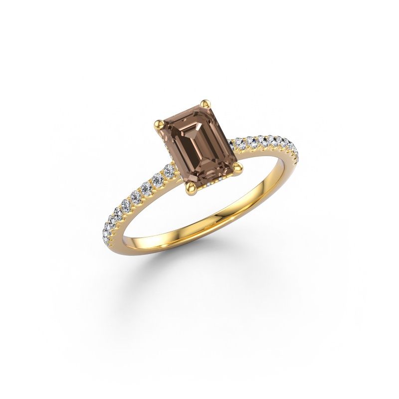 Bague de fiançailles Sophie EME 585 or jaune diamant brun 1.84 crt