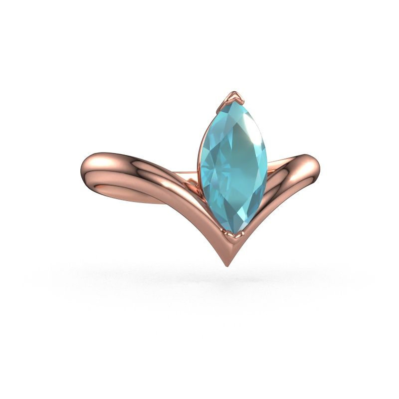 Verlovingsring Maddy MRQ 585 rosé goud blauw topaas 11x5.5 mm