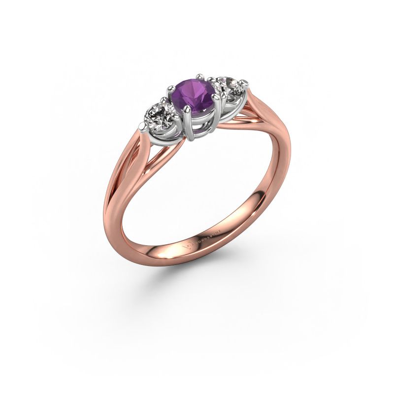 Bague de fiançailles Amie RND 585 or rose améthyste 4.2 mm