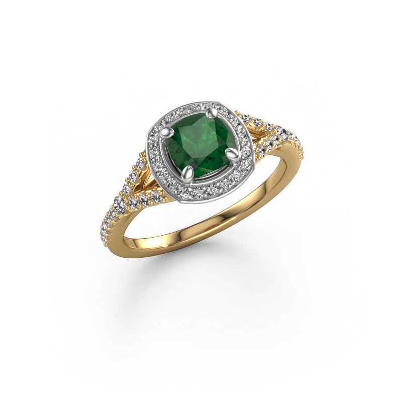 Bague de fiançailles Pamela CUS 585 or jaune emeraude 5.5 mm