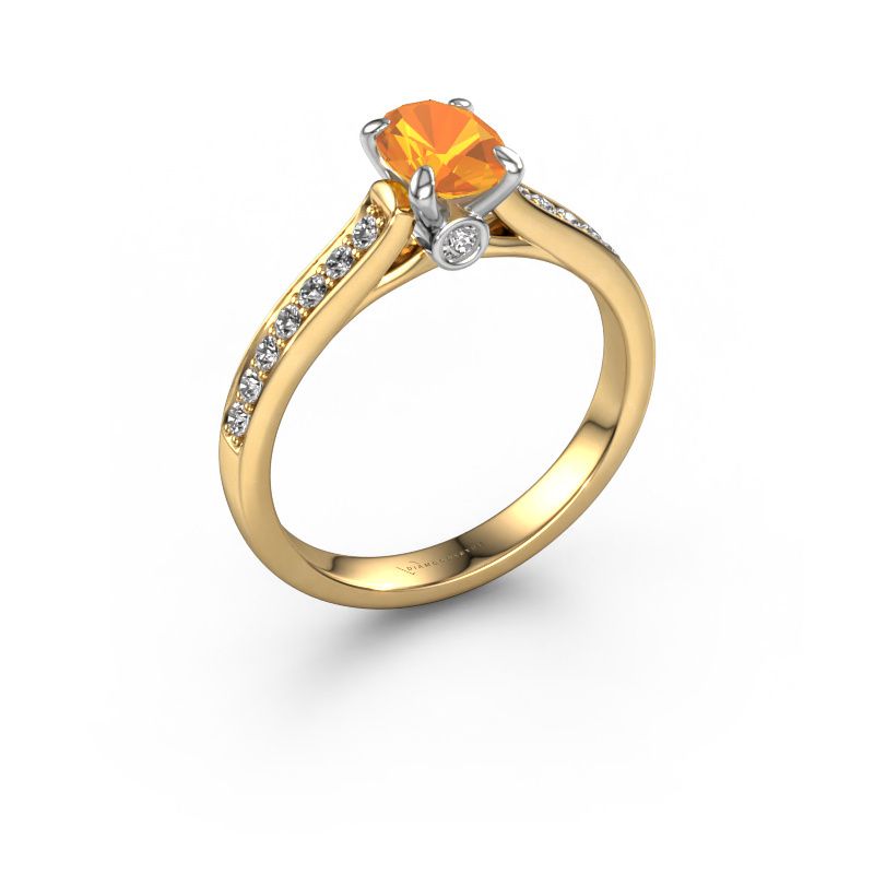 Engagement ring Valorie ovl 2 585 gold citrin 7x5 mm